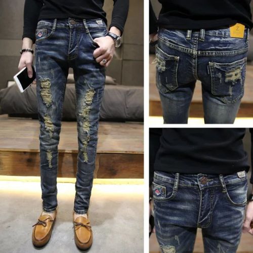 Jeans pour adolescent pieds Slim en coton été - Ref 1470821