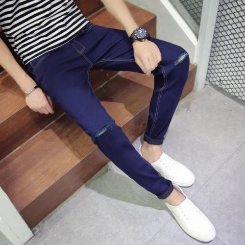 Jeans pour adolescent pieds Slim en coton printemps - Ref 1470842