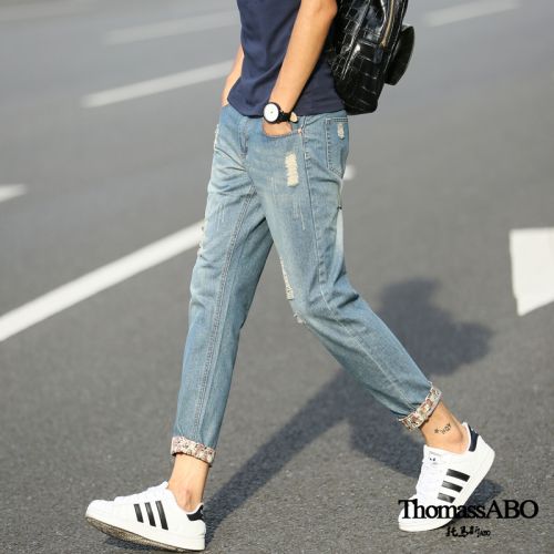 Jeans pour adolescent pieds Slim en coton printemps - Ref 1470946