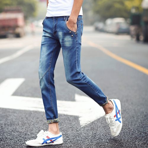 Jeans pour adolescent pieds Slim en coton été - Ref 1470980