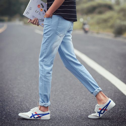 Jeans pour adolescent pieds Slim en coton été - Ref 1470984