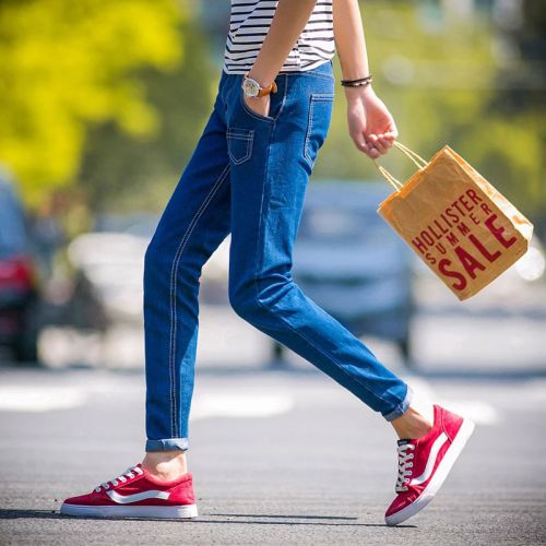 Jeans pour adolescent pieds Slim en coton été - Ref 1470999