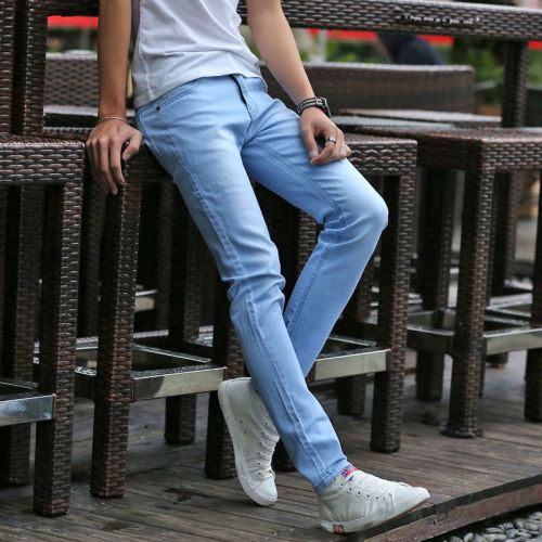 Jeans pour jeunesse pieds Slim en coton été - Ref 1471016