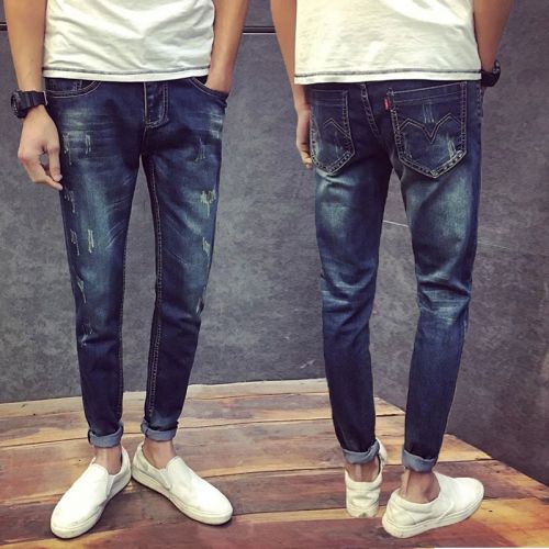 Jeans pour adolescent pieds Slim en coton automne - Ref 1471023