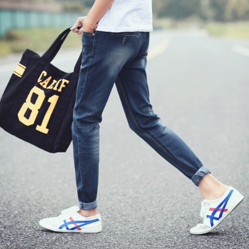 Jeans pour adolescent pieds Slim en coton été - Ref 1471025