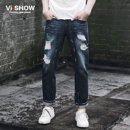 Jeans pour jeunesse coupe droite VIISHOW en coton printemps - Ref 1473815