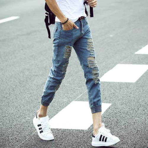 Jeans pour adolescent pieds Slim JOHNSON YUEDA en coton été - Ref 1474136