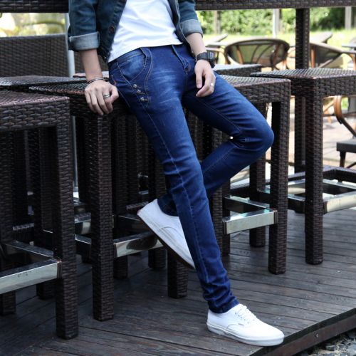 Jeans pour adolescent pieds Slim de coton, fibres polyester automne - Ref 1474246