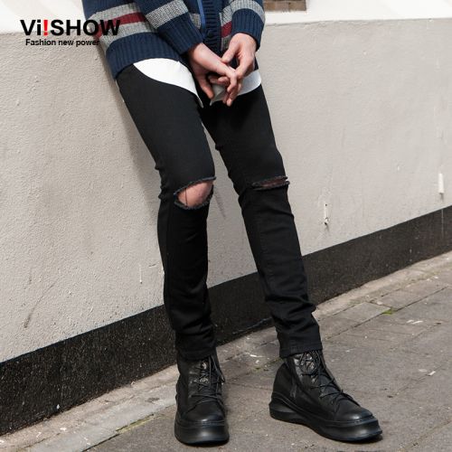 Jeans pour jeunesse coupe droite VIISHOW Coton polyester polyuréthane élastique fibre spandex automne - Ref 1474696