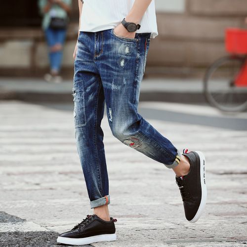 Jeans pour adolescent pieds Slim SCARSAKE Coton polyester polyuréthane élastique fibre spandex Quatre saisons - Ref 1474817
