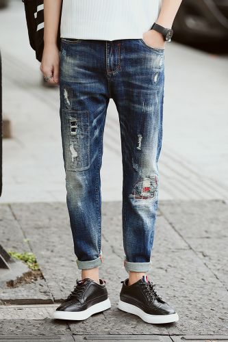 Jeans pour adolescent pieds Slim en coton automne - Ref 1474820