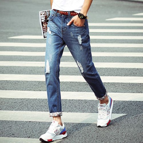 Jeans pour jeunesse pieds Slim en coton printemps - Ref 1477096