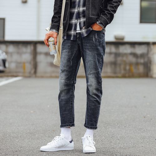 Jeans pour jeunesse pieds Slim en coton automne - Ref 1477226