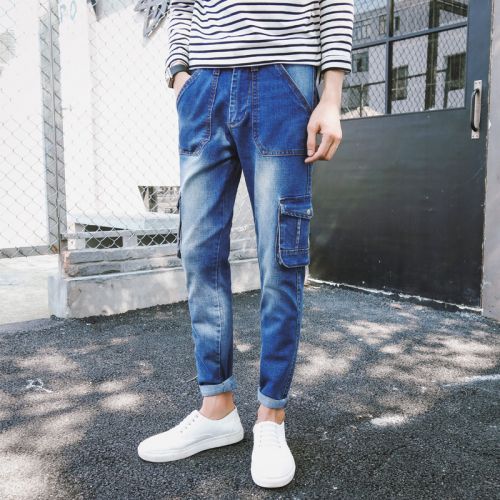 Jeans pour adolescent pieds Slim en coton Quatre saisons - Ref 1477639