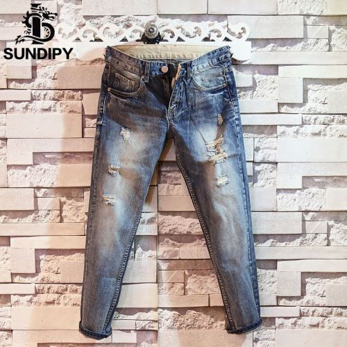 Jeans pour jeunesse pieds Slim SUNDIPY en coton été - Ref 1477853