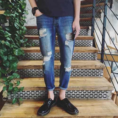 Jeans pour adolescent pieds Slim en coton printemps - Ref 1478411