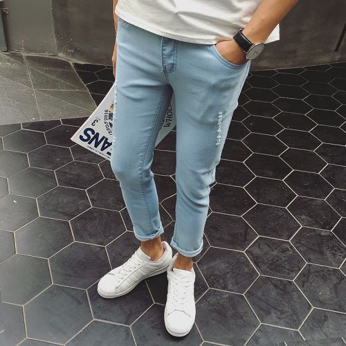 Jeans pour jeunesse pieds Slim en CVC été - Ref 1480192