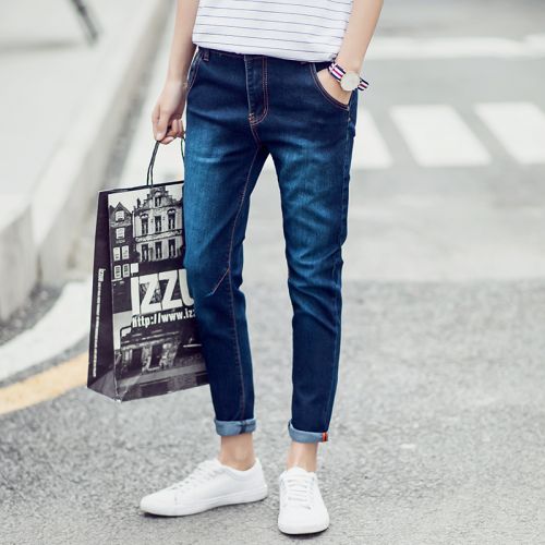Jeans pour adolescent pieds Slim en coton été - Ref 1480208