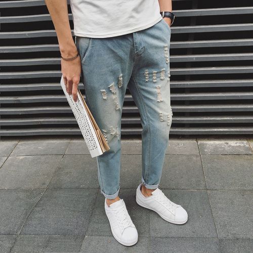 Jeans pour jeunesse pieds Slim en coton Quatre saisons - Ref 1480213