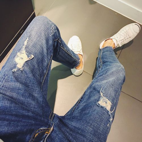 Jeans pour adolescent pieds Slim en coton Quatre saisons - Ref 1480628