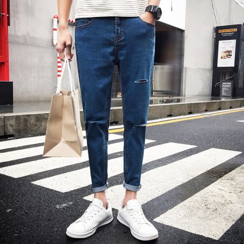 Jeans pour jeunesse pieds Slim en coton été - Ref 1480700