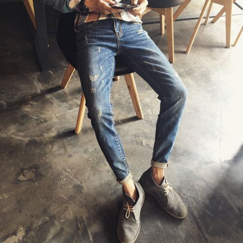 Jeans pour adolescent pieds Slim en coton automne - Ref 1480703