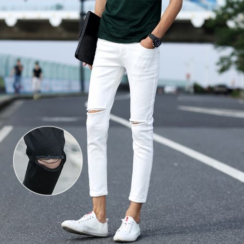 Jeans pour jeunesse pieds Slim en coton été - Ref 1481632