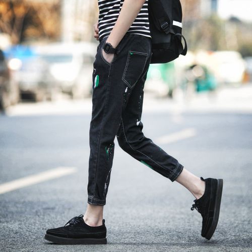 Jeans pour adolescent pieds Slim en coton été - Ref 1481718