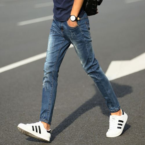 Jeans pour adolescent pieds Slim en coton Quatre saisons - Ref 1481768