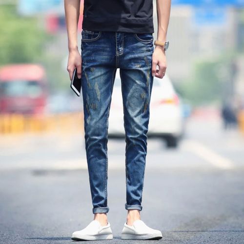Jeans pour adolescent pieds Slim en coton été - Ref 1481804