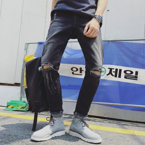 Jeans pour adolescent pieds Slim en coton Quatre saisons - Ref 1481826