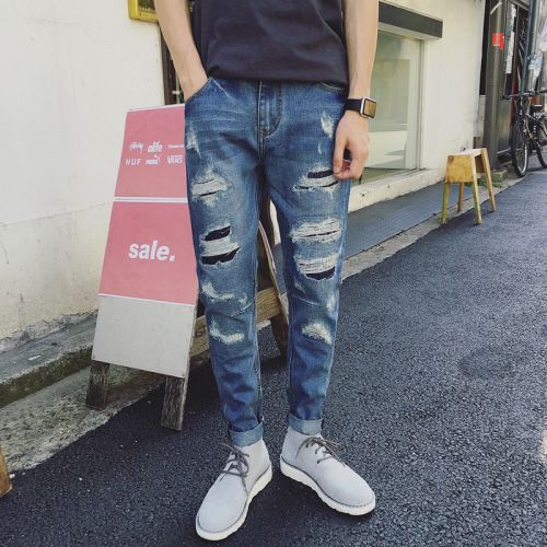 Jeans pour adolescent pieds Slim en coton Quatre saisons - Ref 1481832