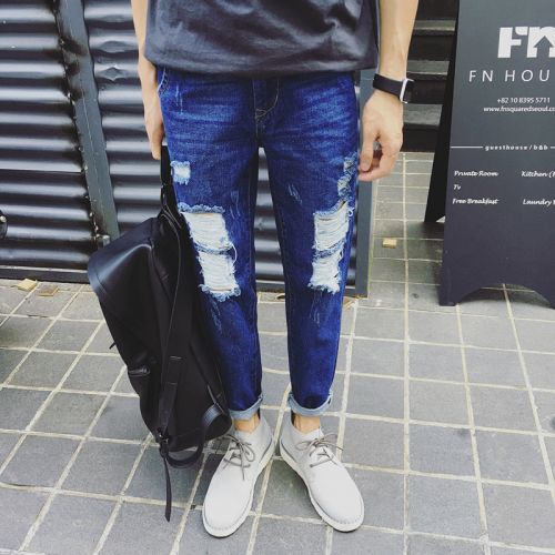 Jeans pour adolescent pieds Slim en coton Quatre saisons - Ref 1481836