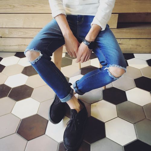 Jeans pour adolescent pieds Slim en coton Quatre saisons - Ref 1481839