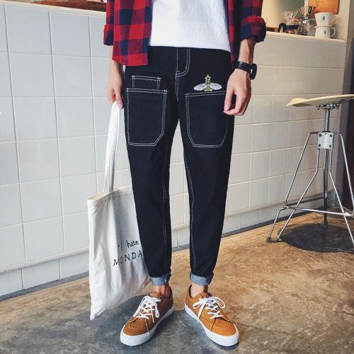 Jeans pour adolescent pieds Slim en coton Quatre saisons - Ref 1482054