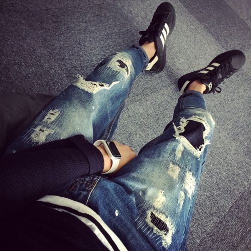 Jeans pour adolescent pieds Slim en coton Quatre saisons - Ref 1482108