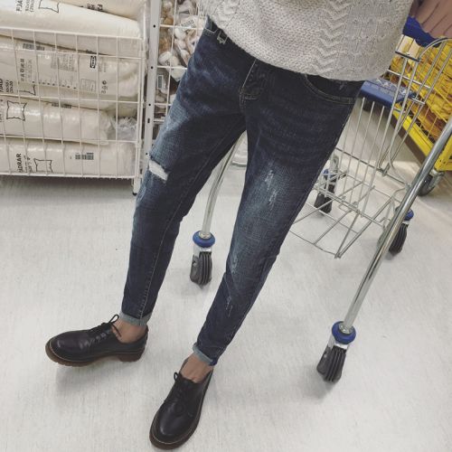Jeans pour adolescent pieds Slim en coton Quatre saisons - Ref 1482137