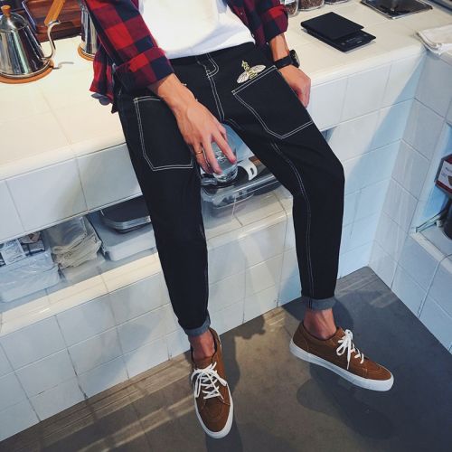 Jeans pour adolescent pieds Slim en coton Quatre saisons - Ref 1482159