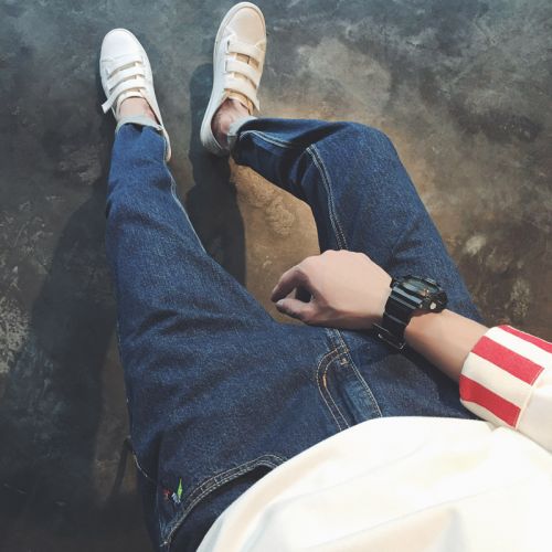 Jeans pour adolescent pieds Slim en coton automne - Ref 1482168