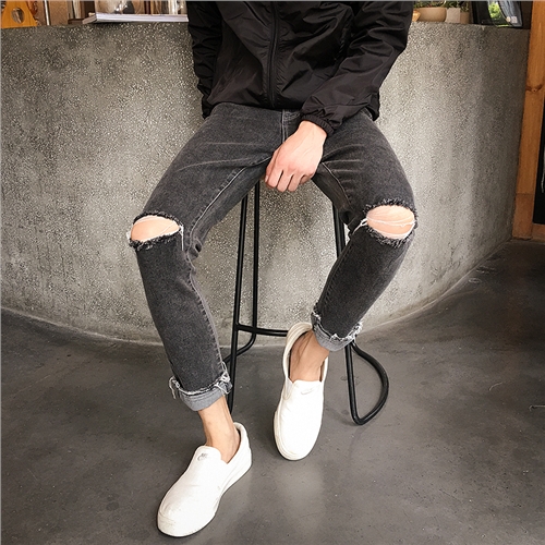 Jeans pour adolescent pieds Slim en coton automne - Ref 1482199