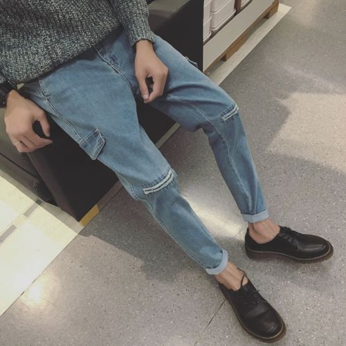 Jeans pour adolescent pieds Slim en coton automne - Ref 1482202