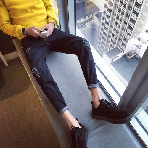 Jeans pour adolescent pieds Slim en coton Quatre saisons - Ref 1482215