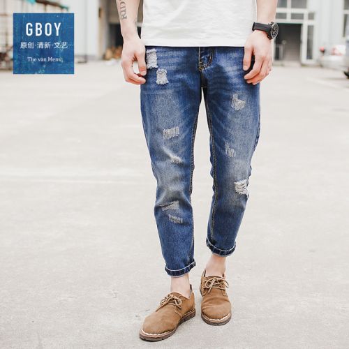 Jeans pour jeunesse coupe droite en coton printemps - Ref 1482708