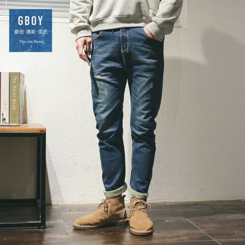 Jeans pour jeunesse pieds Slim en coton printemps - Ref 1482789