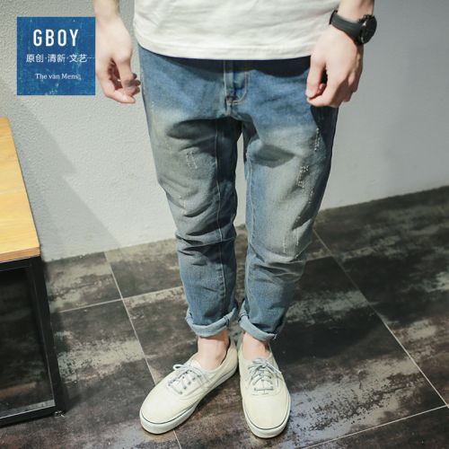 Jeans pour jeunesse pieds Slim en coton printemps - Ref 1482854