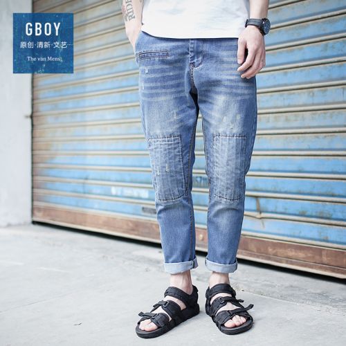 Jeans pour jeunesse coupe droite en coton printemps - Ref 1482859