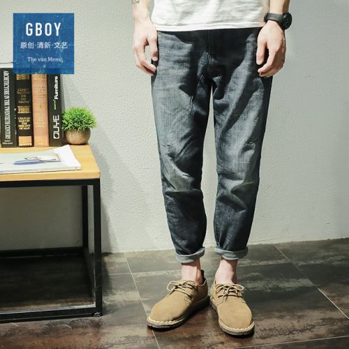 Jeans pour jeunesse coupe droite en coton printemps - Ref 1482935