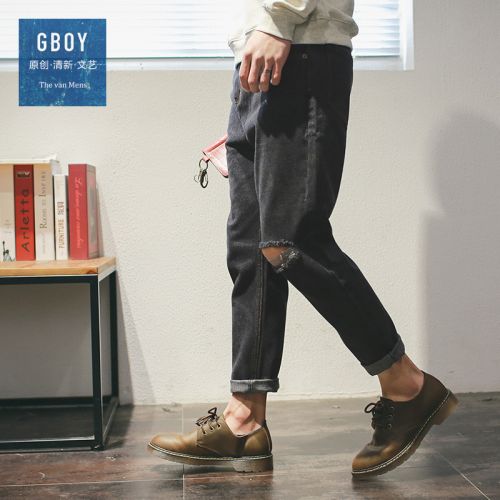Jeans pour jeunesse pieds Slim en coton printemps - Ref 1482937