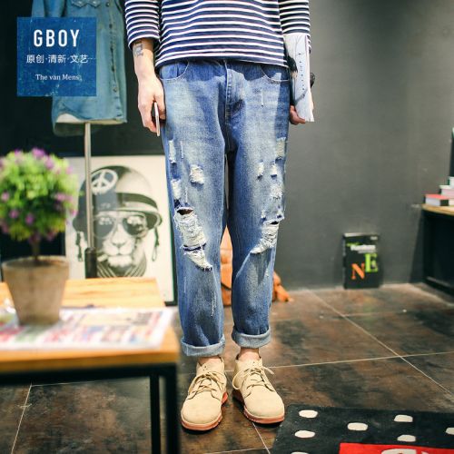 Jeans pour jeunesse pieds Slim en coton automne - Ref 1482952