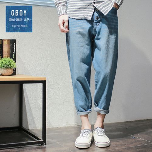 Jeans pour jeunesse pieds Slim en coton printemps - Ref 1482966